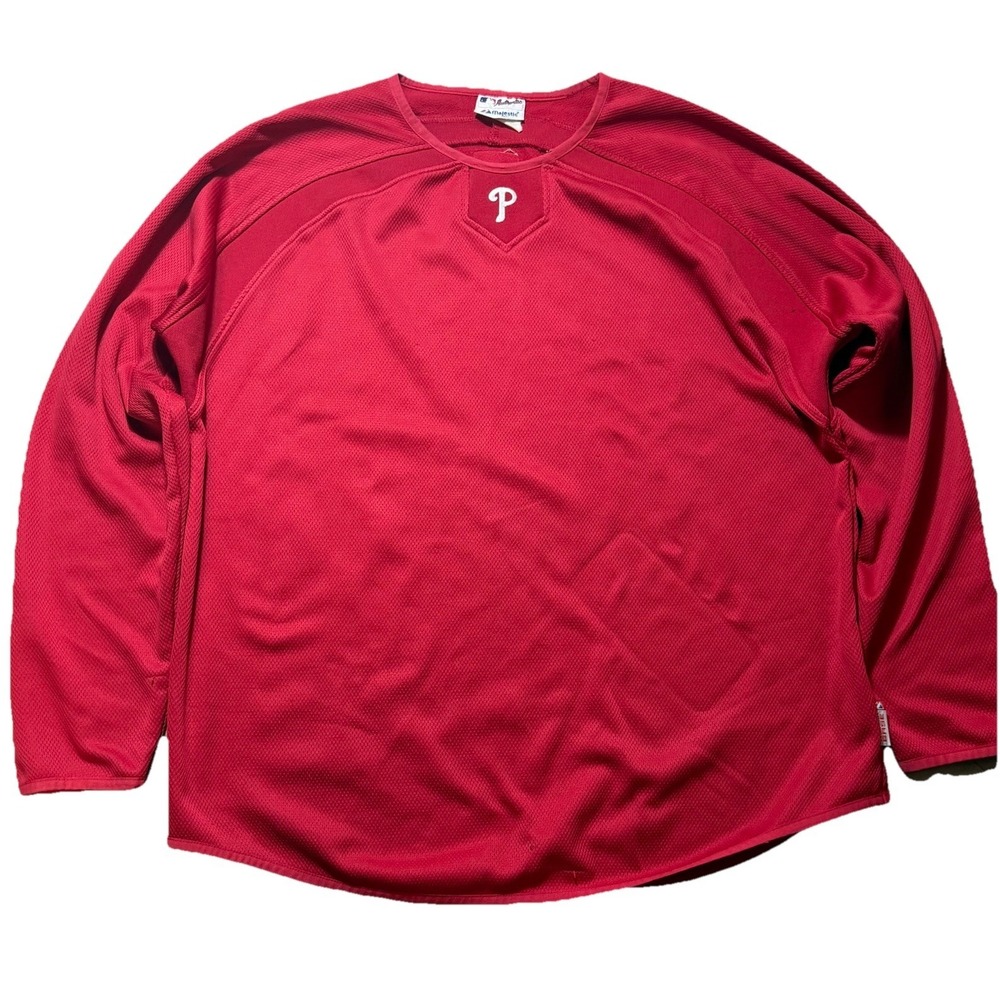 Vintage Majestic Philadelphia Phillies Batting Practice Jersey XL Red MLB